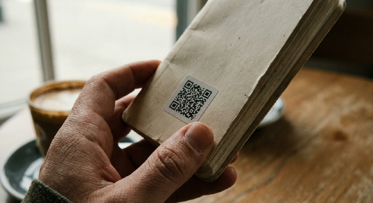 QR code stickers printed by Stickerine