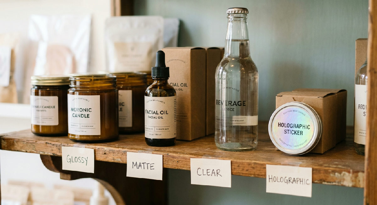 Custom product labels printed by Stickerine